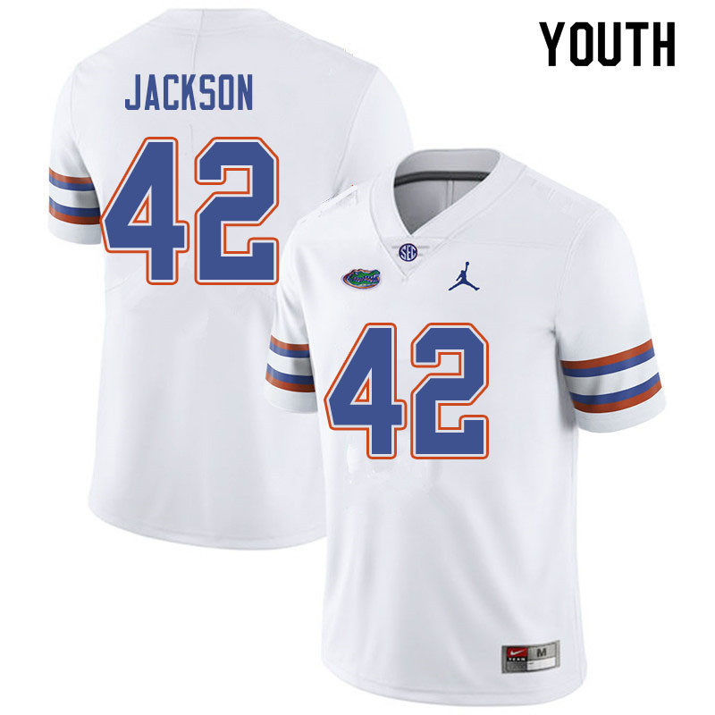 Jordan Brand Youth #42 Jaylin Jackson Florida Gators College Football Jerseys Sale-White - Click Image to Close